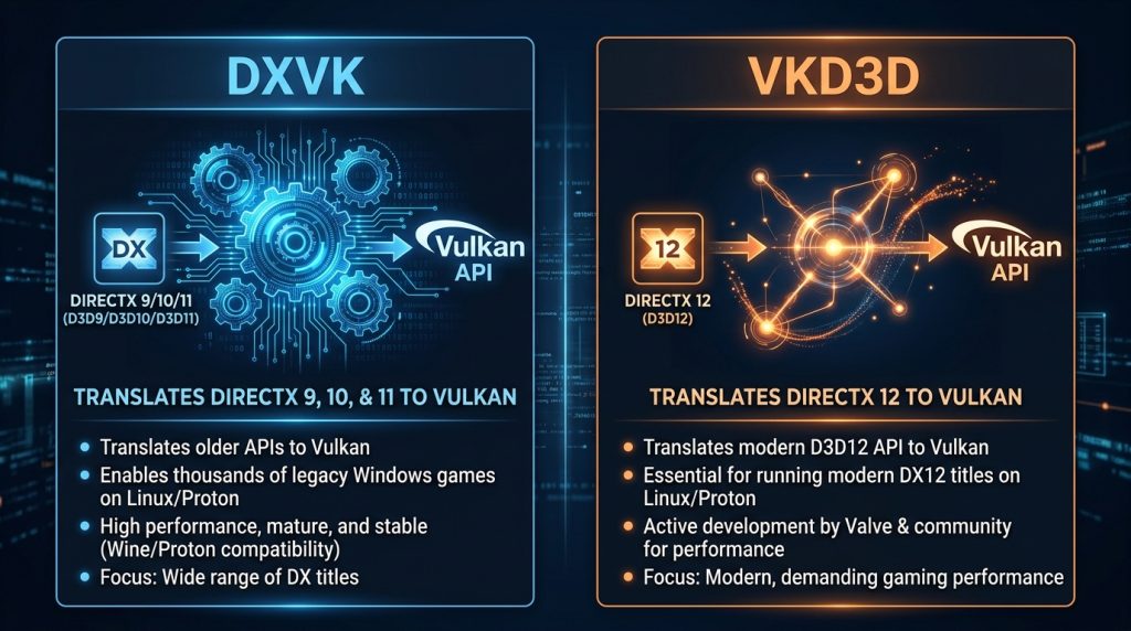 What Is the Difference Between DXVK and VKD3D
